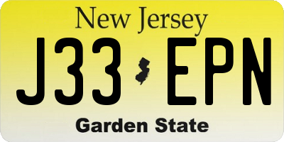 NJ license plate J33EPN