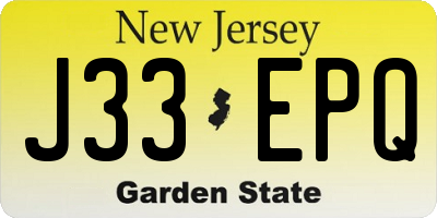 NJ license plate J33EPQ