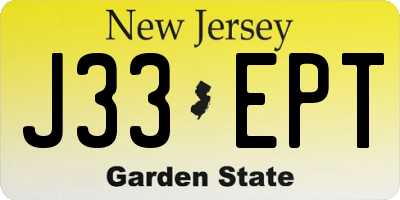 NJ license plate J33EPT