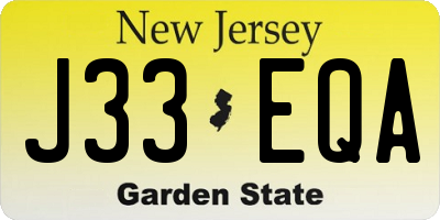 NJ license plate J33EQA