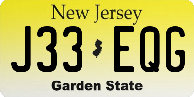 NJ license plate J33EQG