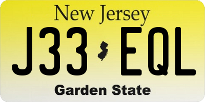 NJ license plate J33EQL