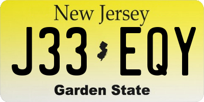 NJ license plate J33EQY
