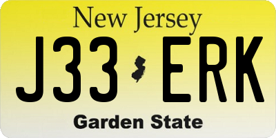 NJ license plate J33ERK