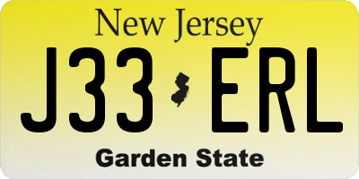 NJ license plate J33ERL
