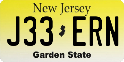 NJ license plate J33ERN