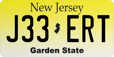 NJ license plate J33ERT