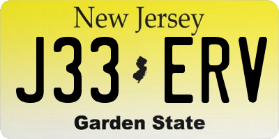 NJ license plate J33ERV