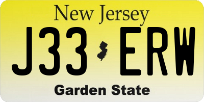 NJ license plate J33ERW