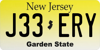 NJ license plate J33ERY