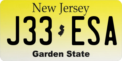 NJ license plate J33ESA