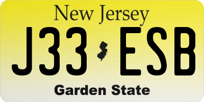 NJ license plate J33ESB