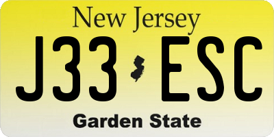 NJ license plate J33ESC