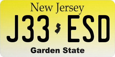 NJ license plate J33ESD