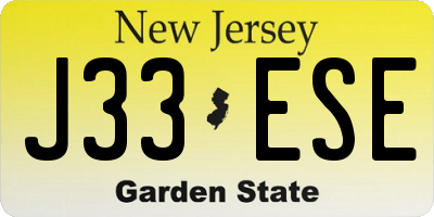 NJ license plate J33ESE