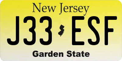 NJ license plate J33ESF