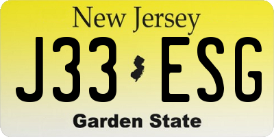 NJ license plate J33ESG