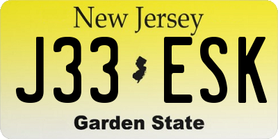NJ license plate J33ESK