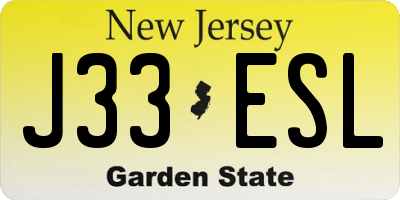 NJ license plate J33ESL