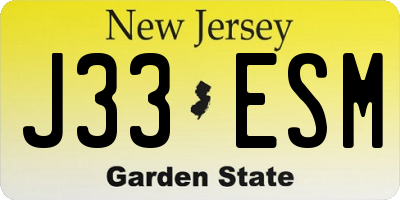 NJ license plate J33ESM