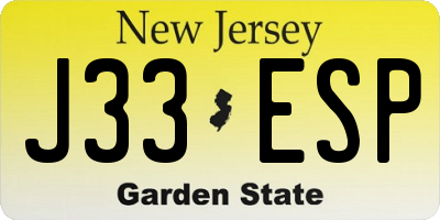 NJ license plate J33ESP