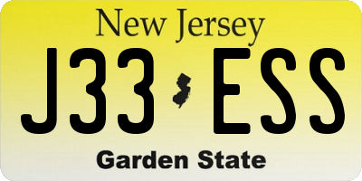 NJ license plate J33ESS