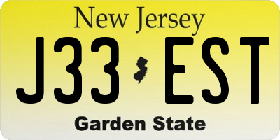 NJ license plate J33EST
