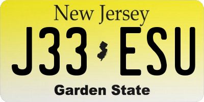 NJ license plate J33ESU
