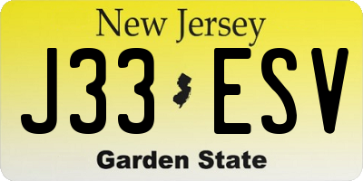 NJ license plate J33ESV
