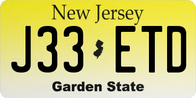 NJ license plate J33ETD