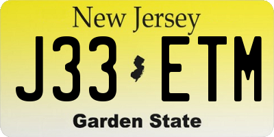NJ license plate J33ETM