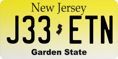 NJ license plate J33ETN