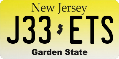 NJ license plate J33ETS