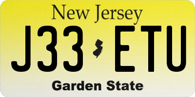 NJ license plate J33ETU