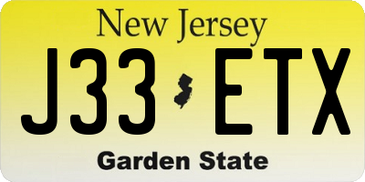 NJ license plate J33ETX