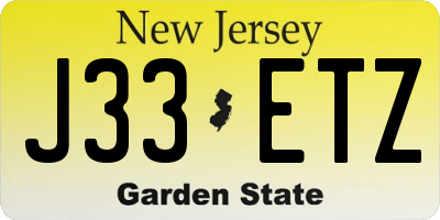 NJ license plate J33ETZ