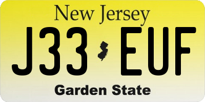 NJ license plate J33EUF
