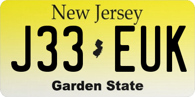 NJ license plate J33EUK