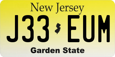 NJ license plate J33EUM