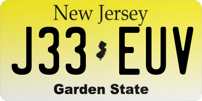 NJ license plate J33EUV