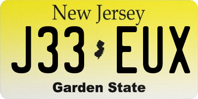 NJ license plate J33EUX