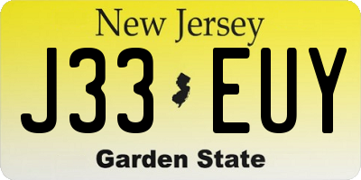 NJ license plate J33EUY