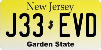 NJ license plate J33EVD