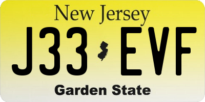 NJ license plate J33EVF