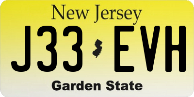 NJ license plate J33EVH