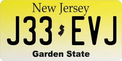 NJ license plate J33EVJ