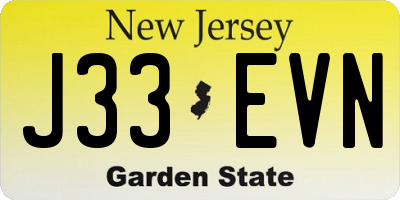 NJ license plate J33EVN