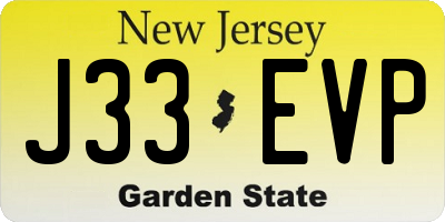 NJ license plate J33EVP