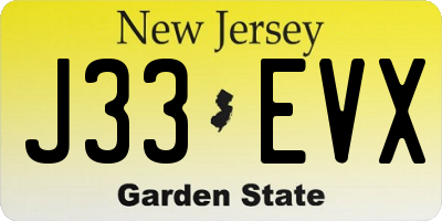 NJ license plate J33EVX