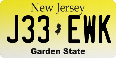 NJ license plate J33EWK